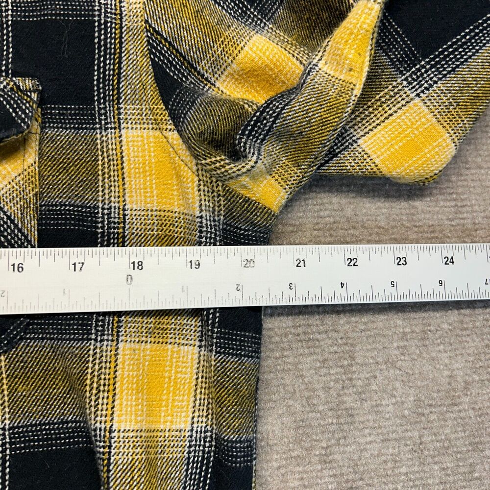 Sullen Honey Flannel Shirt Men's M Long Sleeve Yellow Black Plaid Craft Collect - Picture 6 of 10